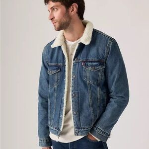 Levi's Blue Denim Jacket with White Sherpa Collar